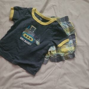 Carter's Navy and Yellow Dirt Mover Tee
